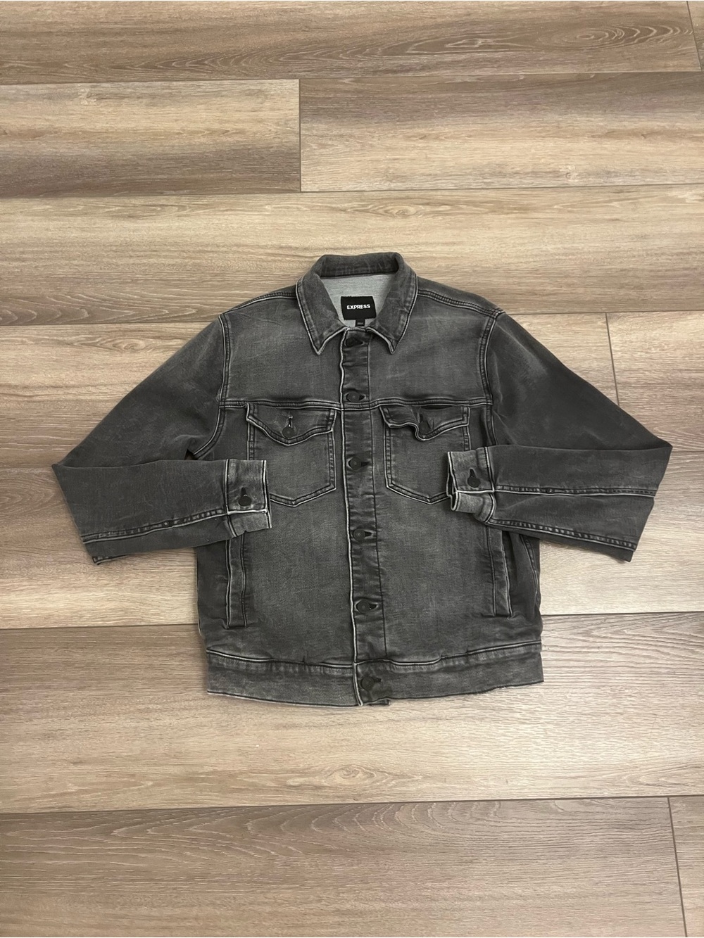 Express Black Washed Denim Jacket